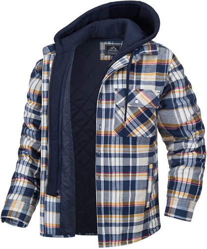 ERIK - Chaqueta a cuadros con capucha y cremallera para hombre