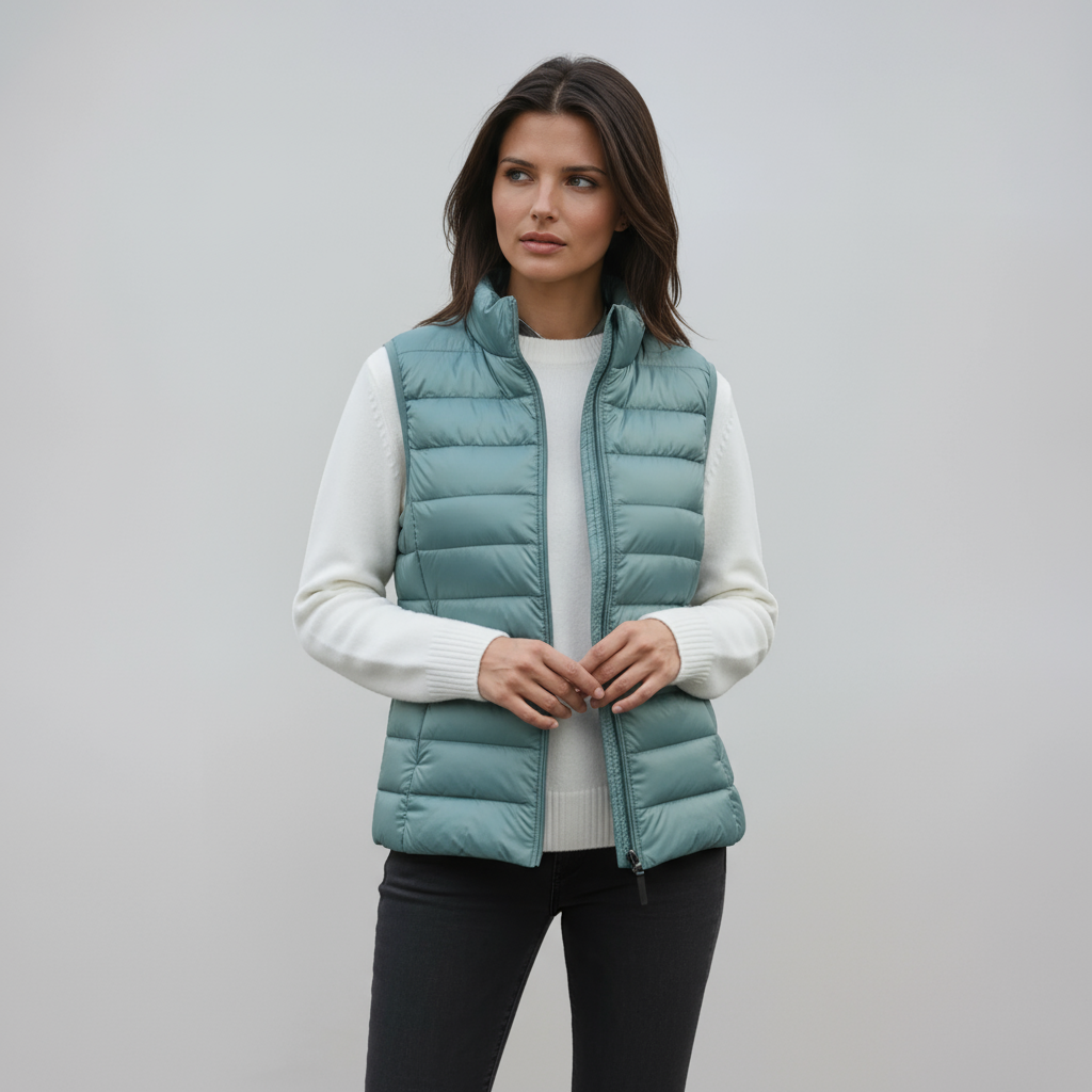 IVAREL – Chaleco acolchado para mujer con cuello alto y diseño ligero