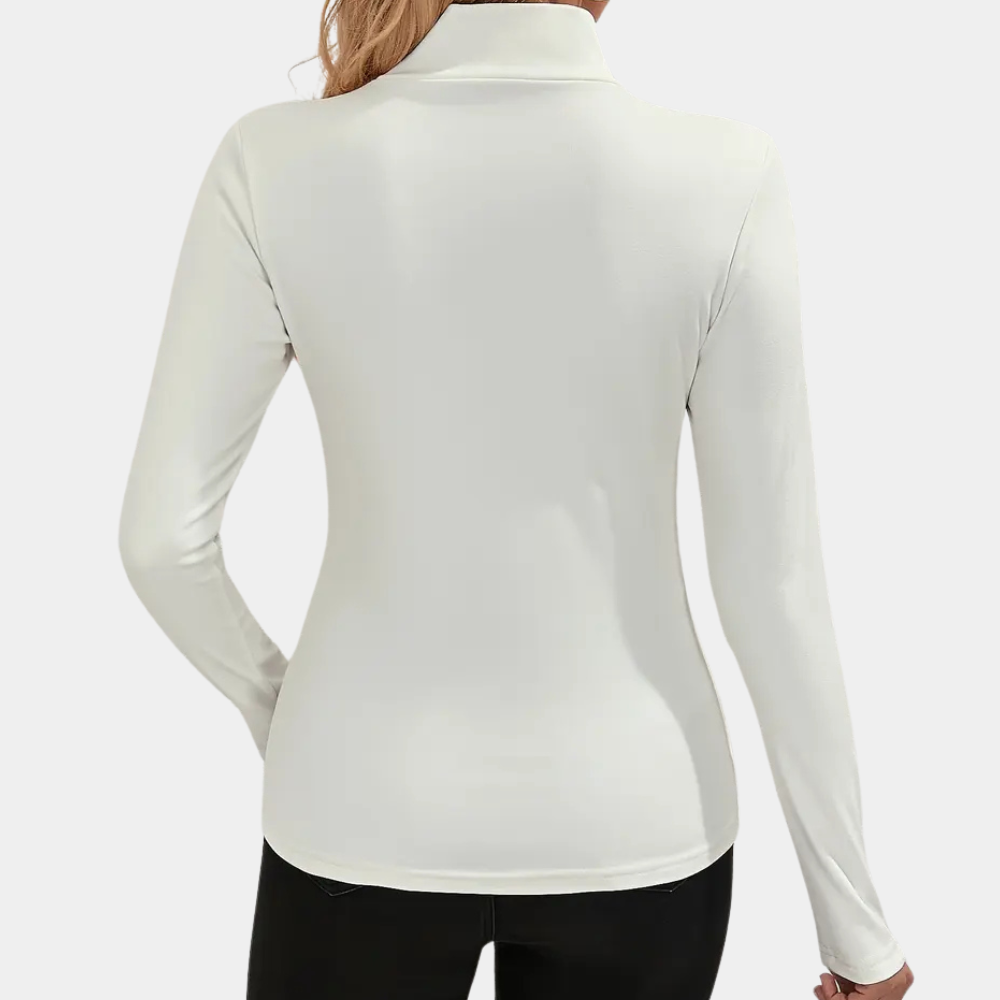 ISLA - Top de mujer con cuello alto y mangas largas