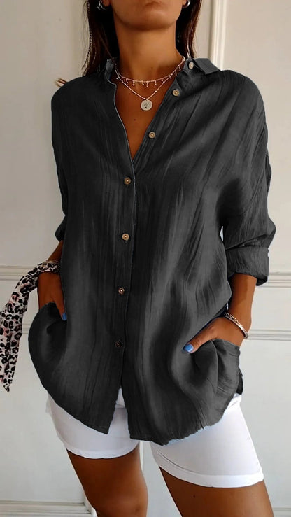 Blusa primaveral de manga larga con detalles delicados – SERENNA