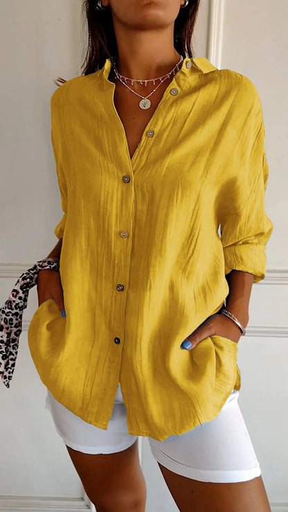 Blusa primaveral de manga larga con detalles delicados – SERENNA