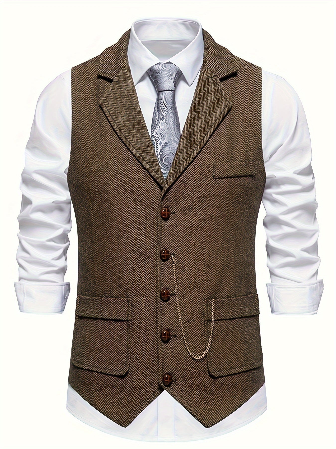 Chaleco de hombre con diseño de espiga para looks elegantes – AURELIO