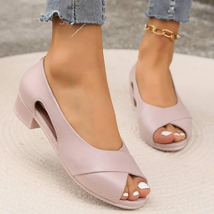 Zapatos destalonados de mujer con punta abierta y tacón bajo – SOLEDAD