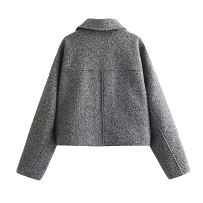 Chaqueta corta de mezcla de lana con diseño moderno – KIPPÉA