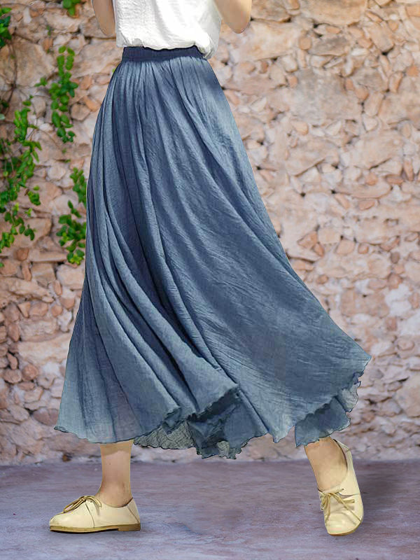 Falda larga de lino ligera y fluida para mujer – CALA LINEN FLOW