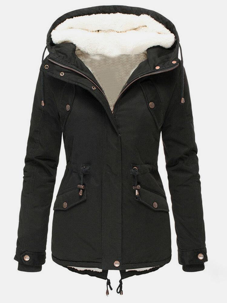 Morra - Abrigo de invierno con forro polar y capucha para mujer