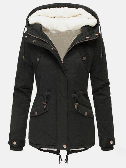 Morra - Abrigo de invierno con forro polar y capucha para mujer