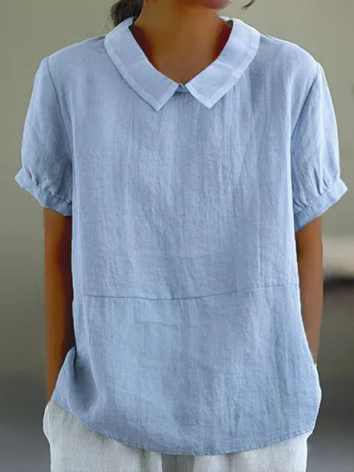 Blusa fluida con cuello alto y corte relajado – ÉLISA