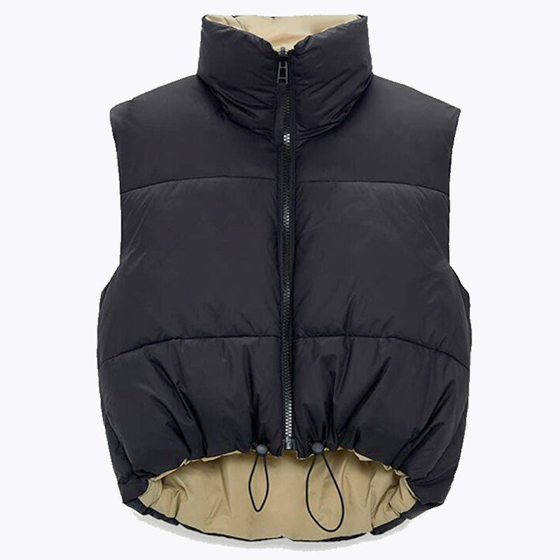 DULCIE - Chaleco acolchado reversible casual con cremallera para mujeres
