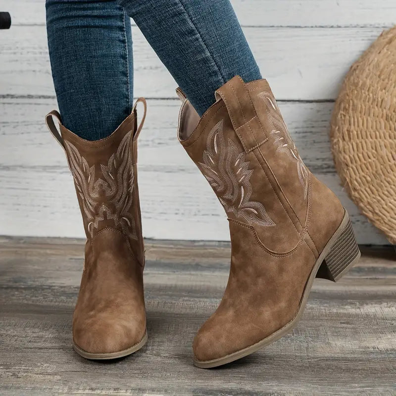 GRETA - Botines retro con tacón grueso para mujer