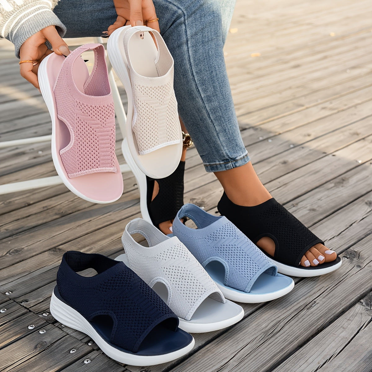 Sandalias Ligadas Ligeras con Soporte de Arco para Mujeres - AIRVA
