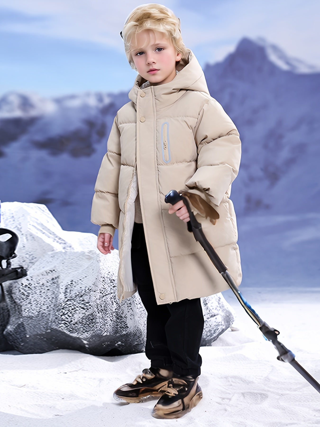 NILS - Chaqueta acolchada con capucha y mangas largas para niños