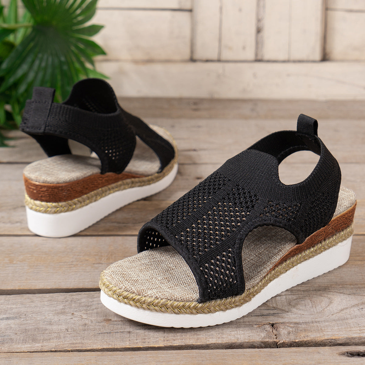 Claudia - Sandalias de Cuña con Diseño de Malla y Tejido Veraniego | Sandalias de Malla Transpirable para Mujer