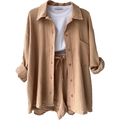 Conjunto de dos piezas en algodón para mujer, estilo relajado y elegante – LUNARIA