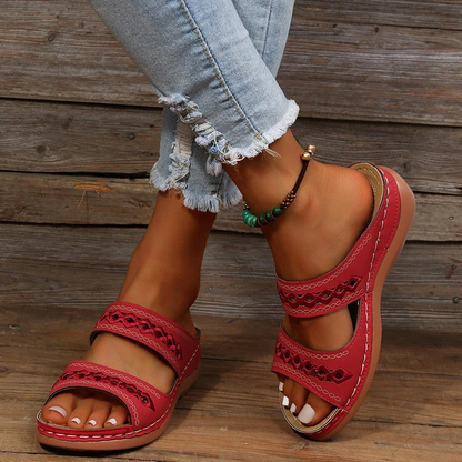 Sandalias de mujer con doble tira y suela elevada – CONSTANZE