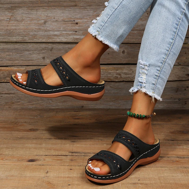 Sandalias de mujer con doble tira y suela elevada – CONSTANZE