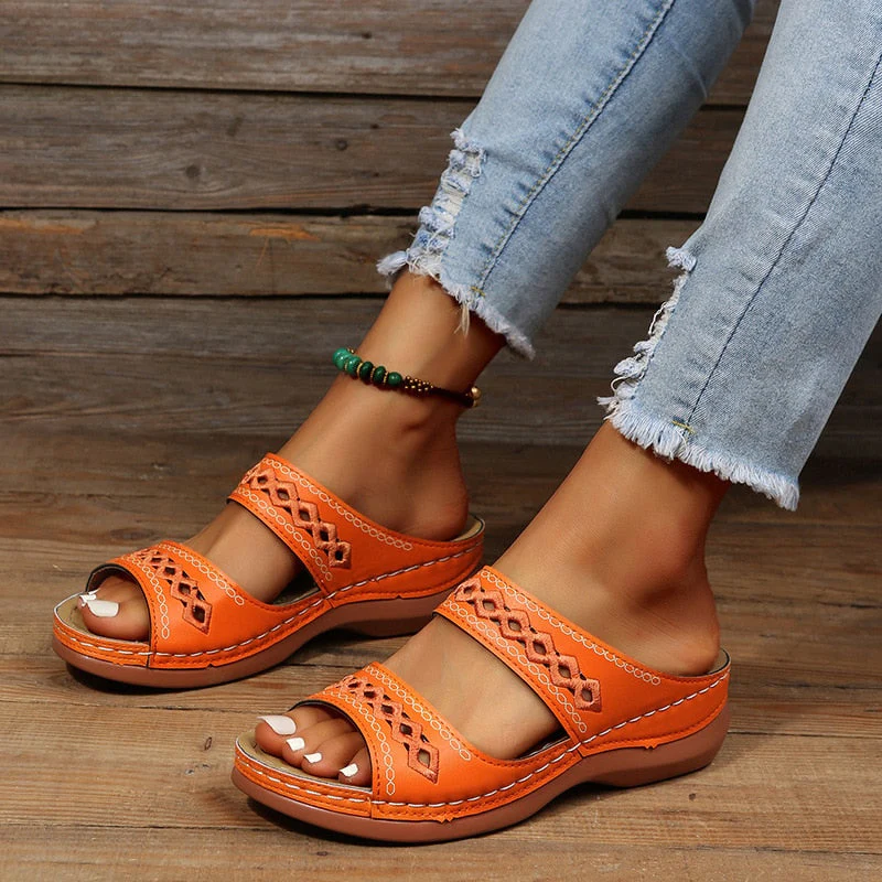 Sandalias de mujer con doble tira y suela elevada – CONSTANZE