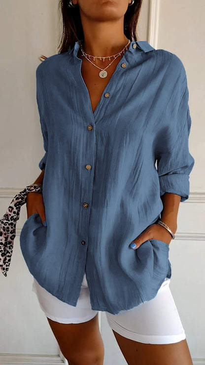 Blusa primaveral de manga larga con detalles delicados – SERENNA