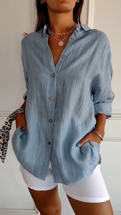 Blusa primaveral de manga larga con detalles delicados – SERENNA