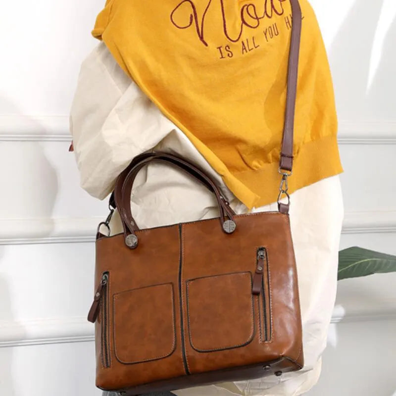 ADELINA - Bolso de hombro vintage de cuero para mujer
