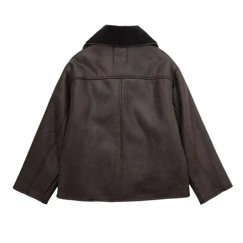 AZURA - Abrigo oversize para mujeres con bolsillos en contraste