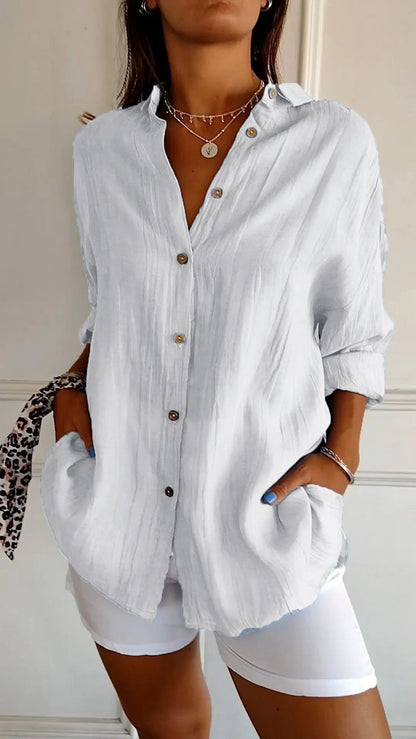 Blusa primaveral de manga larga con detalles delicados – SERENNA