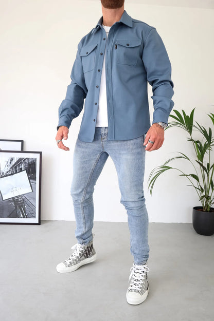 IVAR - Sobrecamisa con botones y bolsillos delanteros para hombre