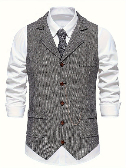 Chaleco de hombre con diseño de espiga para looks elegantes – AURELIO