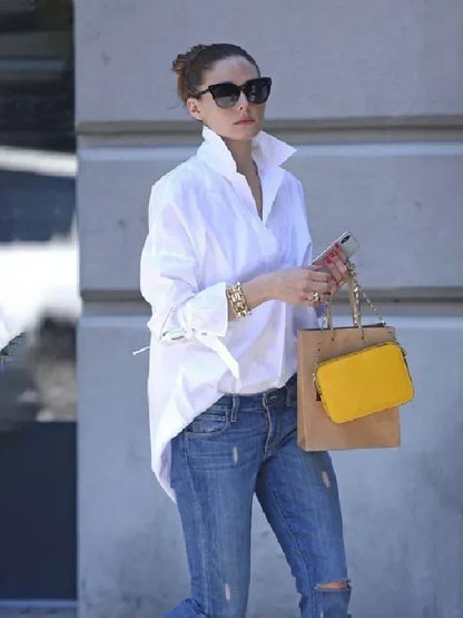 Camisa oversize para mujer con espalda larga y estilo relajado – MAELYS