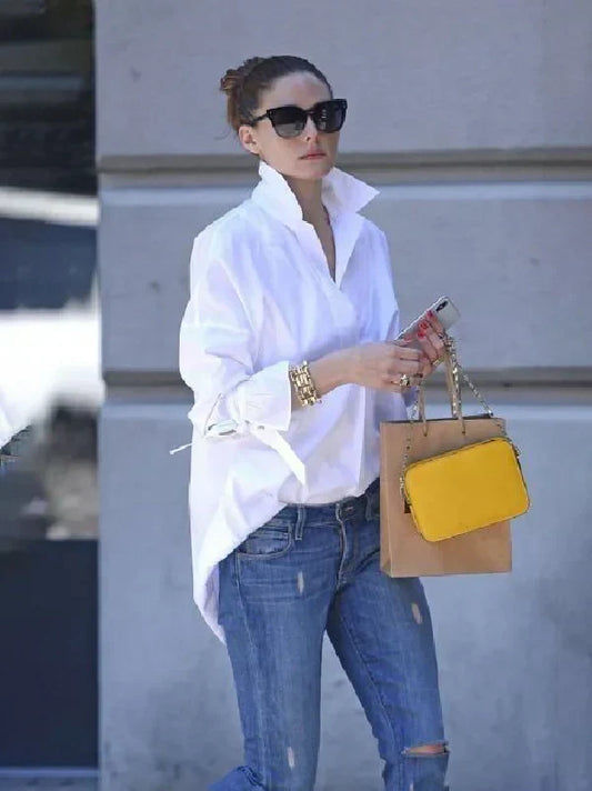 Camisa oversize para mujer con espalda larga y estilo relajado – MAELYS
