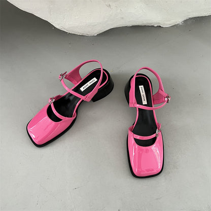 Claran - Sandalias Mary Jane con Tacón Grueso de Hebillas para Mujer
