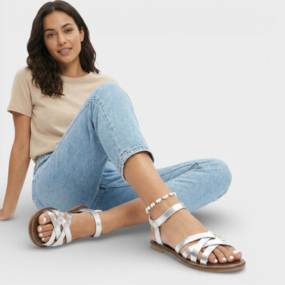 ALEJANDRA – Sandalias planas de mujer con tiras romanas
