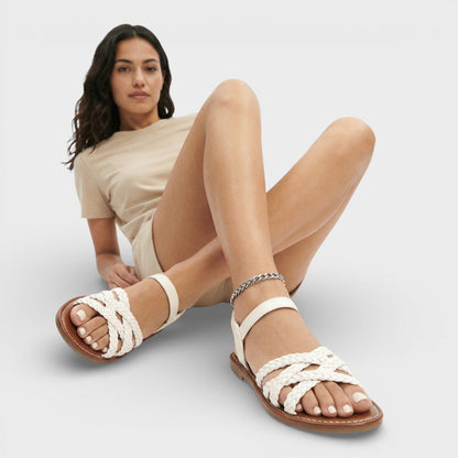 ALEJANDRA – Sandalias planas de mujer con tiras romanas