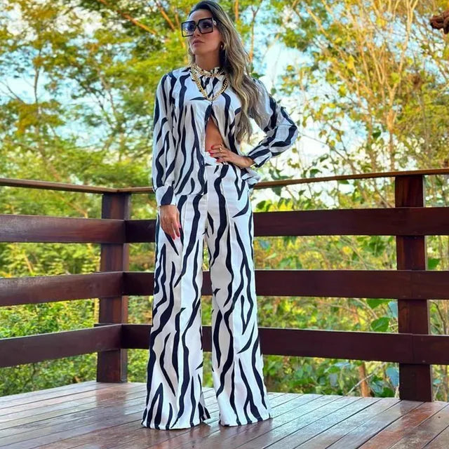 Set veraniego con blusa de tirantes y pantalón suelto – FLORALIA
