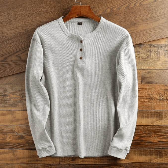 Camiseta Henley de manga larga para hombre – Bravent