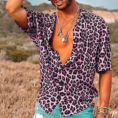 NIL - Polo de verano para hombre con estampado de leopardo