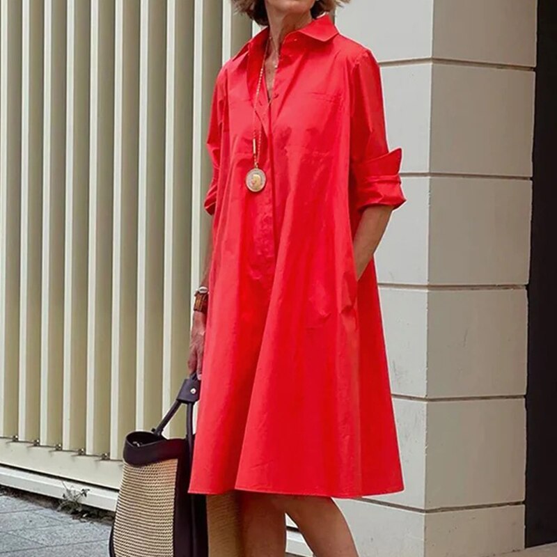 Vestido camisero oversize negro para mujer – LUNA