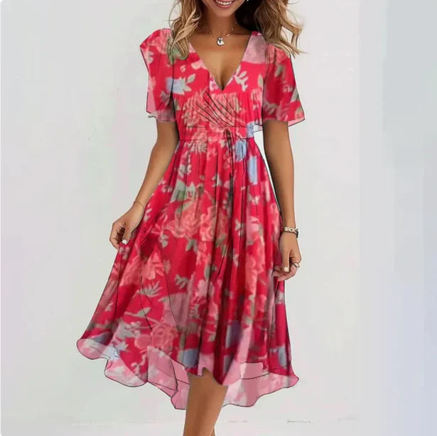 Vestido elegante para mujer con escote en V y abertura sofisticada – VELVETTA