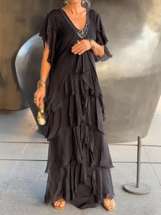 Vestido largo con estampado floral y corte fluido – VALERIA