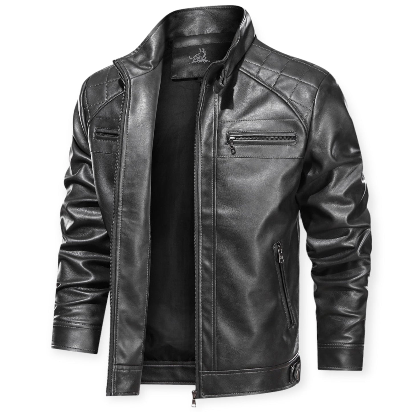 DIEGO - Chaqueta de cuero con múltiples bolsillos para hombre
