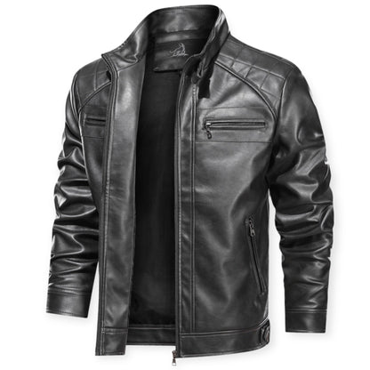 DIEGO - Chaqueta de cuero con múltiples bolsillos para hombre