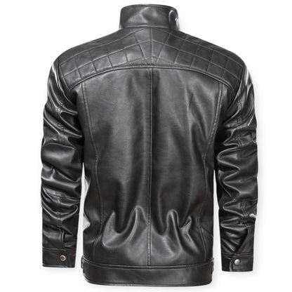 DIEGO - Chaqueta de cuero con múltiples bolsillos para hombre