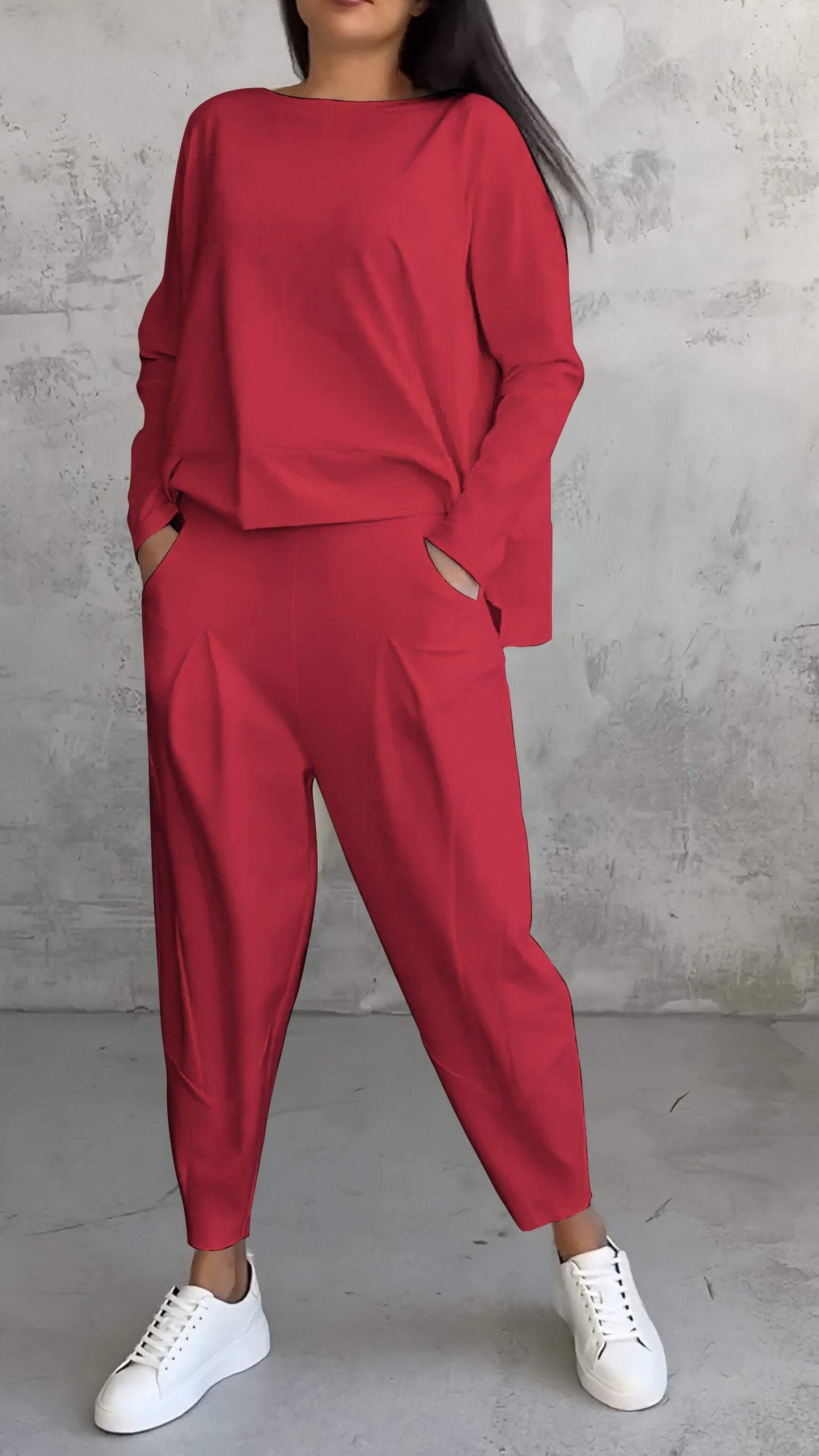 Traje fluido de dos piezas para mujer con blazer y pantalón entallado – RIVERA