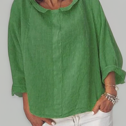 Blusa holgada de manga larga con escote en V – THALINYA