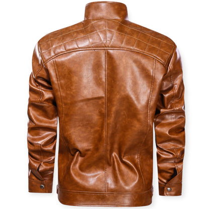 DIEGO - Chaqueta de cuero con múltiples bolsillos para hombre