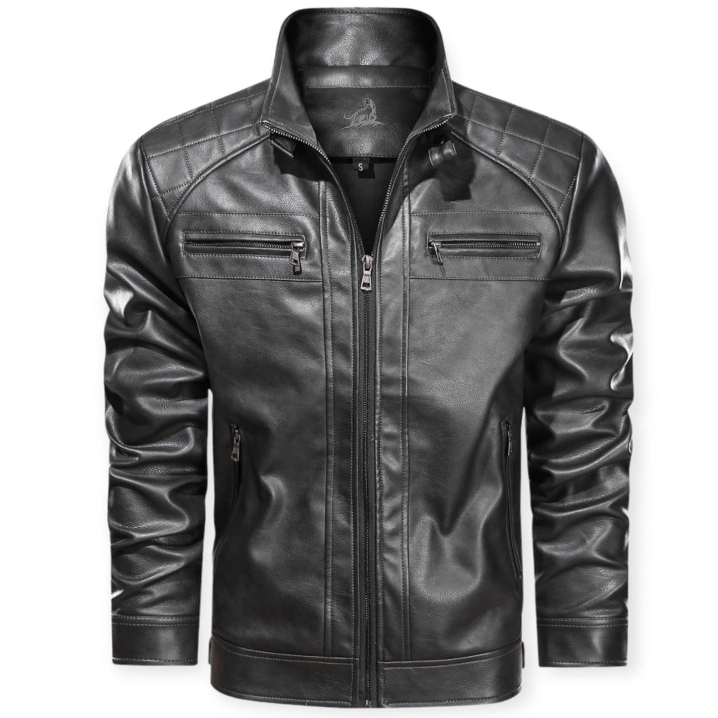 DIEGO - Chaqueta de cuero con múltiples bolsillos para hombre