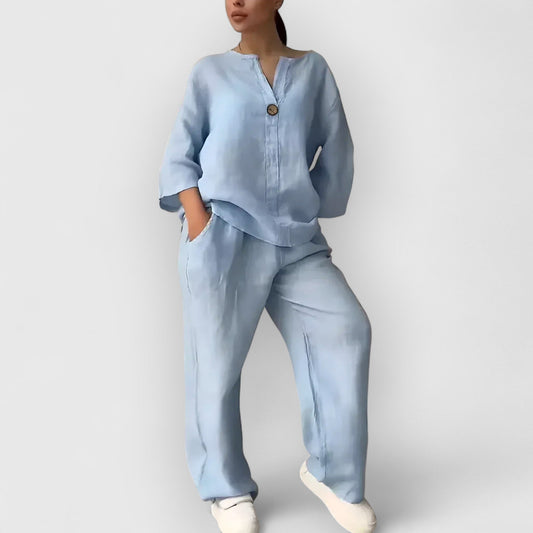 Conjunto camisa y pantalón ancho para mujer – CONCEPCIÓN
