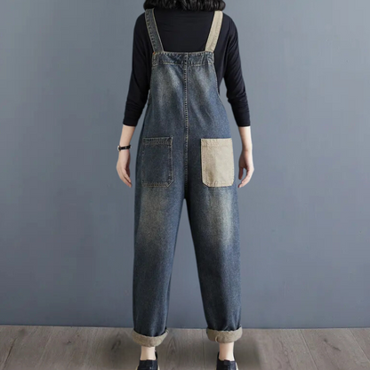 LIA - Peto vaquero vintage patchwork para mujer