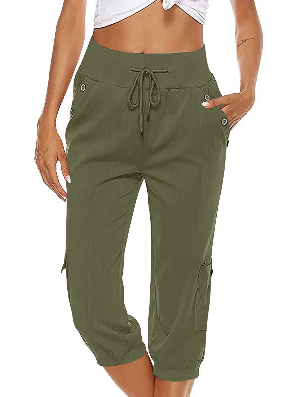 Capri casual con cintura elástica y bolsillos funcionales – MIREYA