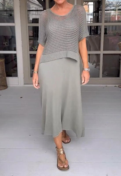 Conjunto de vestido con blusa ligera para mujer, estilo casual y moderno – ELIORA